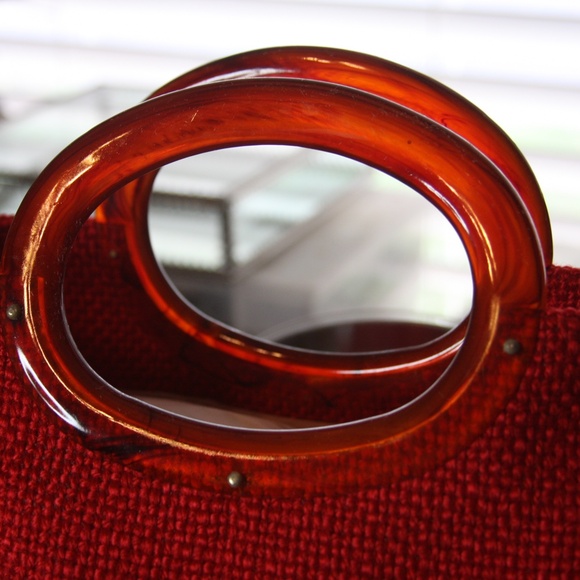 VINTAGE 1940's woven bag with Bakelite Handles - Picture 2 of 3